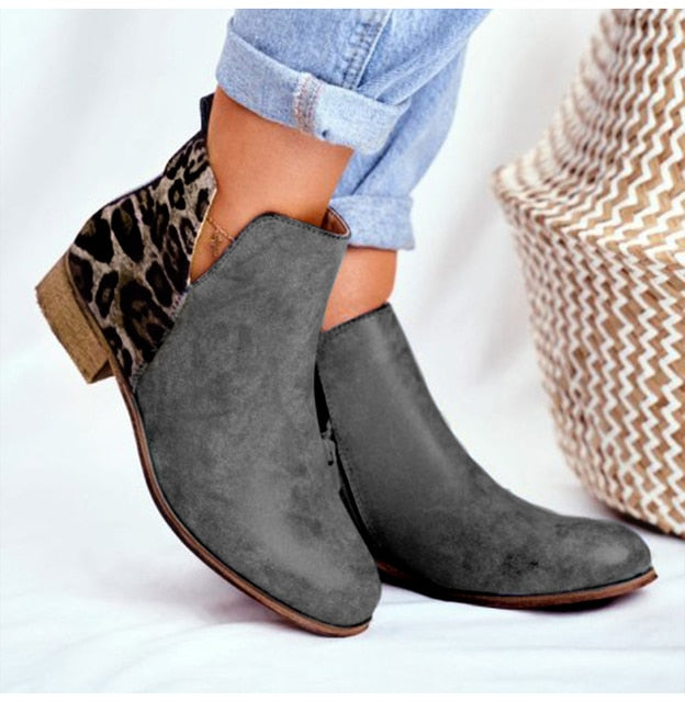 Zip-Up Leather Ankle Boots - Fashion Damsel