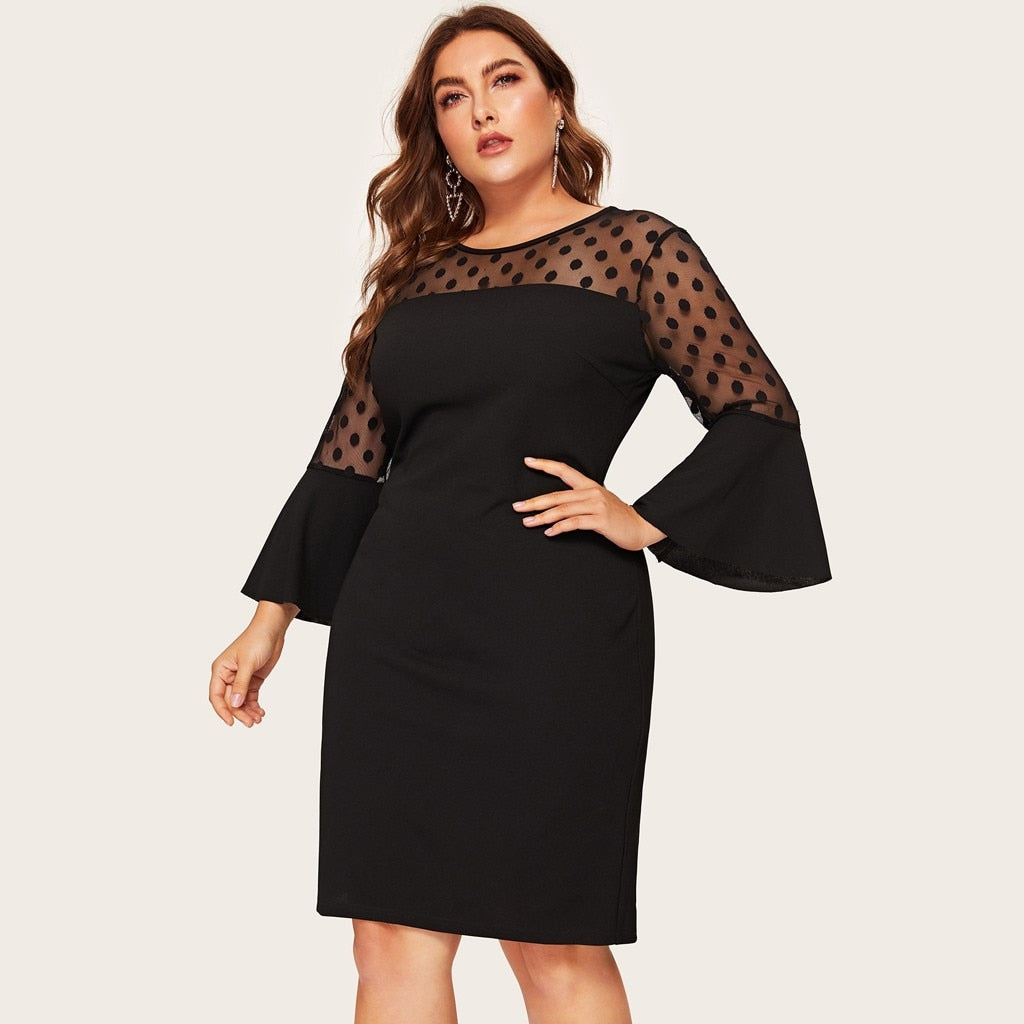 Dot Mesh Mini Evening Dress - Fashion Damsel