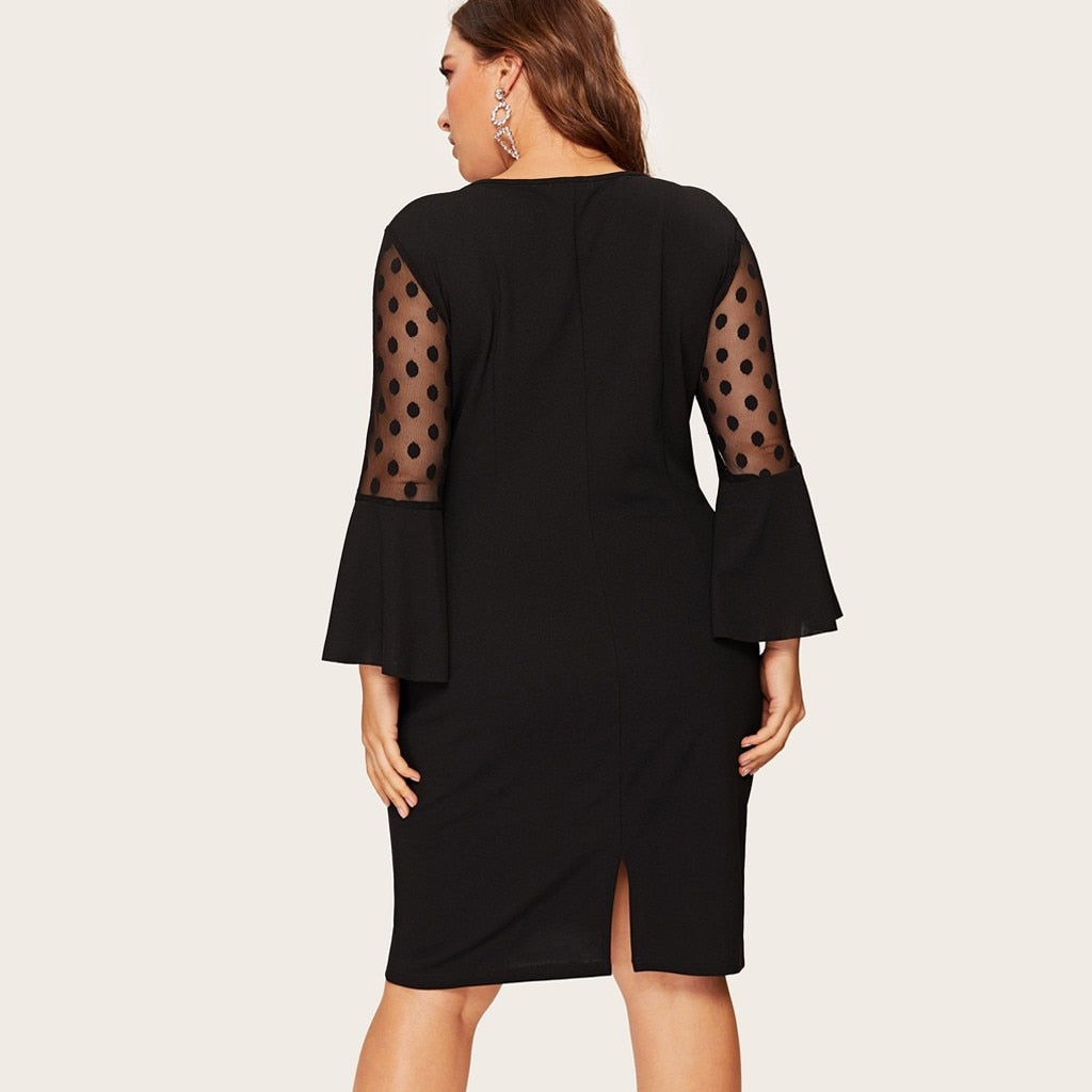 Dot Mesh Mini Evening Dress - Fashion Damsel
