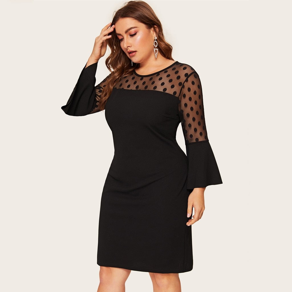 Dot Mesh Mini Evening Dress - Fashion Damsel