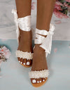 Pear Ankle Strap Beaded Sandals - Fashion Damsel