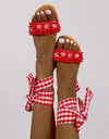 Pear Ankle Strap Beaded Sandals - Fashion Damsel
