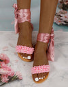 Pear Ankle Strap Beaded Sandals - Fashion Damsel