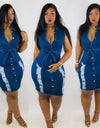 Washed ripped jean Vintage Dress - Fashion Damsel