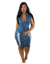 Washed ripped jean Vintage Dress - Fashion Damsel
