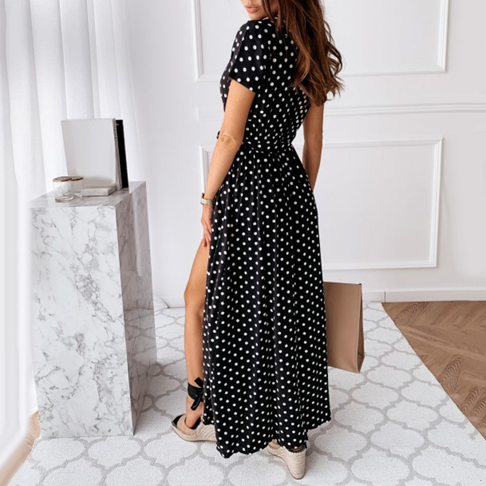 Polka Dot V-neck Summer Wrap Dress