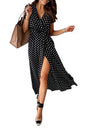 Polka Dot V-neck Summer Wrap Dress