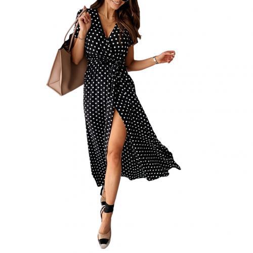 Polka Dot V-neck Summer Wrap Dress