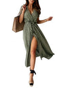 Polka Dot V-neck Summer Wrap Dress