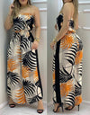 Tropical Print Wide Leg  Sleeveless Rompers