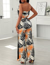 Tropical Print Wide Leg  Sleeveless Rompers