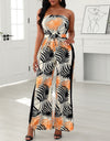 Tropical Print Wide Leg  Sleeveless Rompers