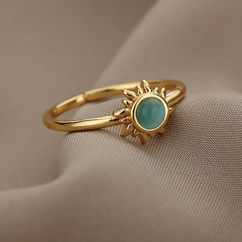 Stainless Steel Opal Moonstone Ring - Fashion Damsel