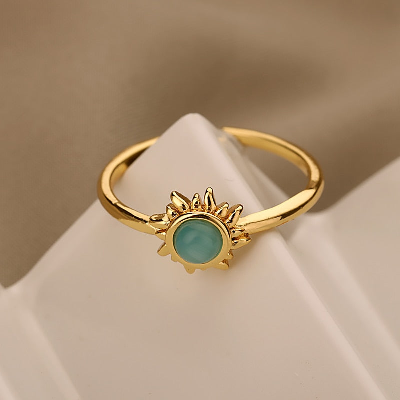 Stainless Steel Opal Moonstone Ring - Fashion Damsel