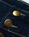 Casual Front Button Washed Denim Long Skirt - Fashion Damsel