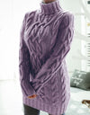 Twist Knitted Long Sleeve Warm Sweater Turtleneck Pullover