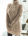 Twist Knitted Long Sleeve Warm Sweater Turtleneck Pullover