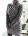 Twist Knitted Long Sleeve Warm Sweater Turtleneck Pullover