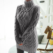 Cargar imagen en el visor de la galería, Twist Knitted Long Sleeve Warm Sweater Turtleneck Pullover
