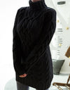 Twist Knitted Long Sleeve Warm Sweater Turtleneck Pullover