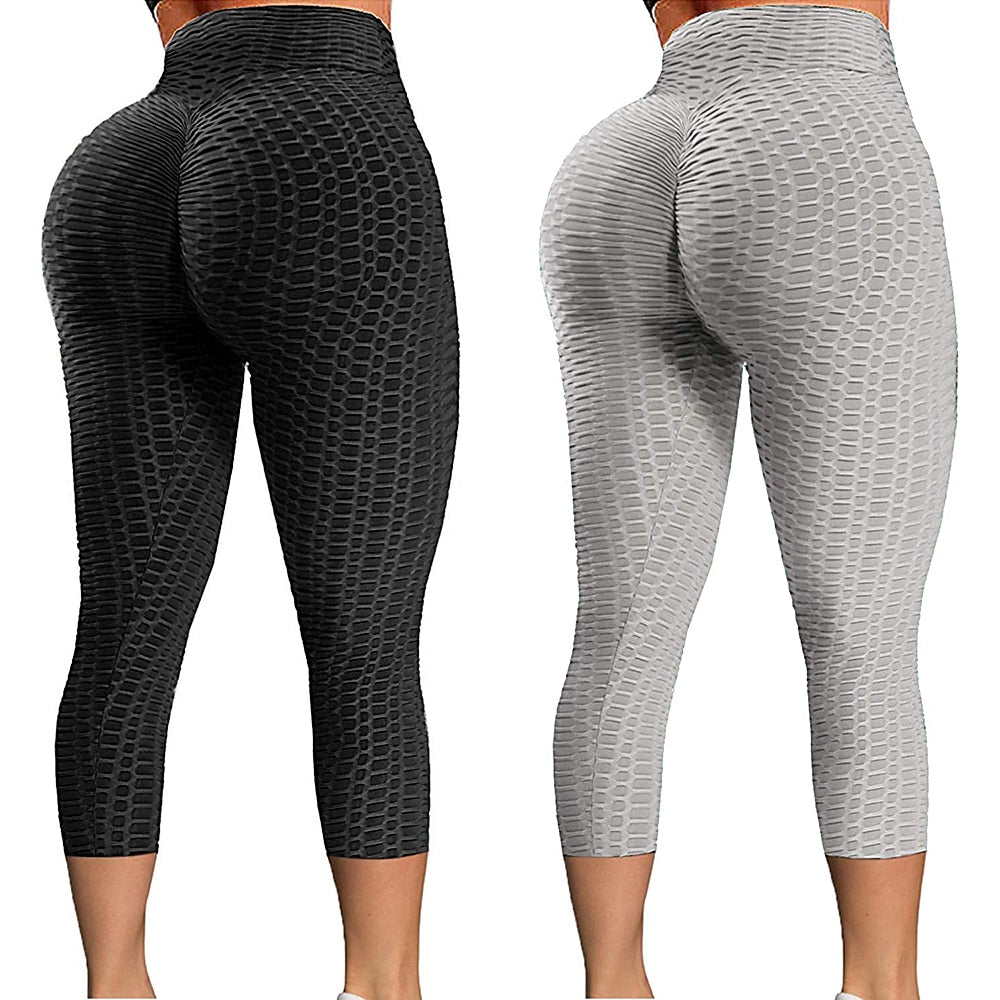 High Waist Textured Gym Workout Leggings