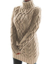 Twist Knitted Long Sleeve Warm Sweater Turtleneck Pullover