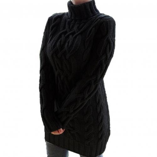 Twist Knitted Long Sleeve Warm Sweater Turtleneck Pullover