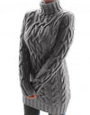 Twist Knitted Long Sleeve Warm Sweater Turtleneck Pullover
