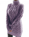 Twist Knitted Long Sleeve Warm Sweater Turtleneck Pullover