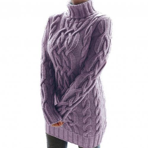 Twist Knitted Long Sleeve Warm Sweater Turtleneck Pullover