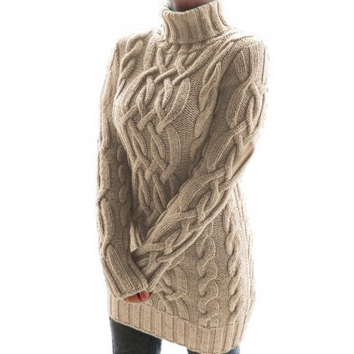 Twist Knitted Long Sleeve Warm Sweater Turtleneck Pullover