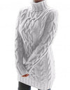 Twist Knitted Long Sleeve Warm Sweater Turtleneck Pullover