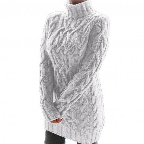Twist Knitted Long Sleeve Warm Sweater Turtleneck Pullover