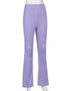 Flare Pants With Ribbed Knitted Slim Elastic High Waist - Fashion Damsel