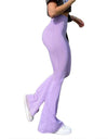 Flare Pants With Ribbed Knitted Slim Elastic High Waist - Fashion Damsel