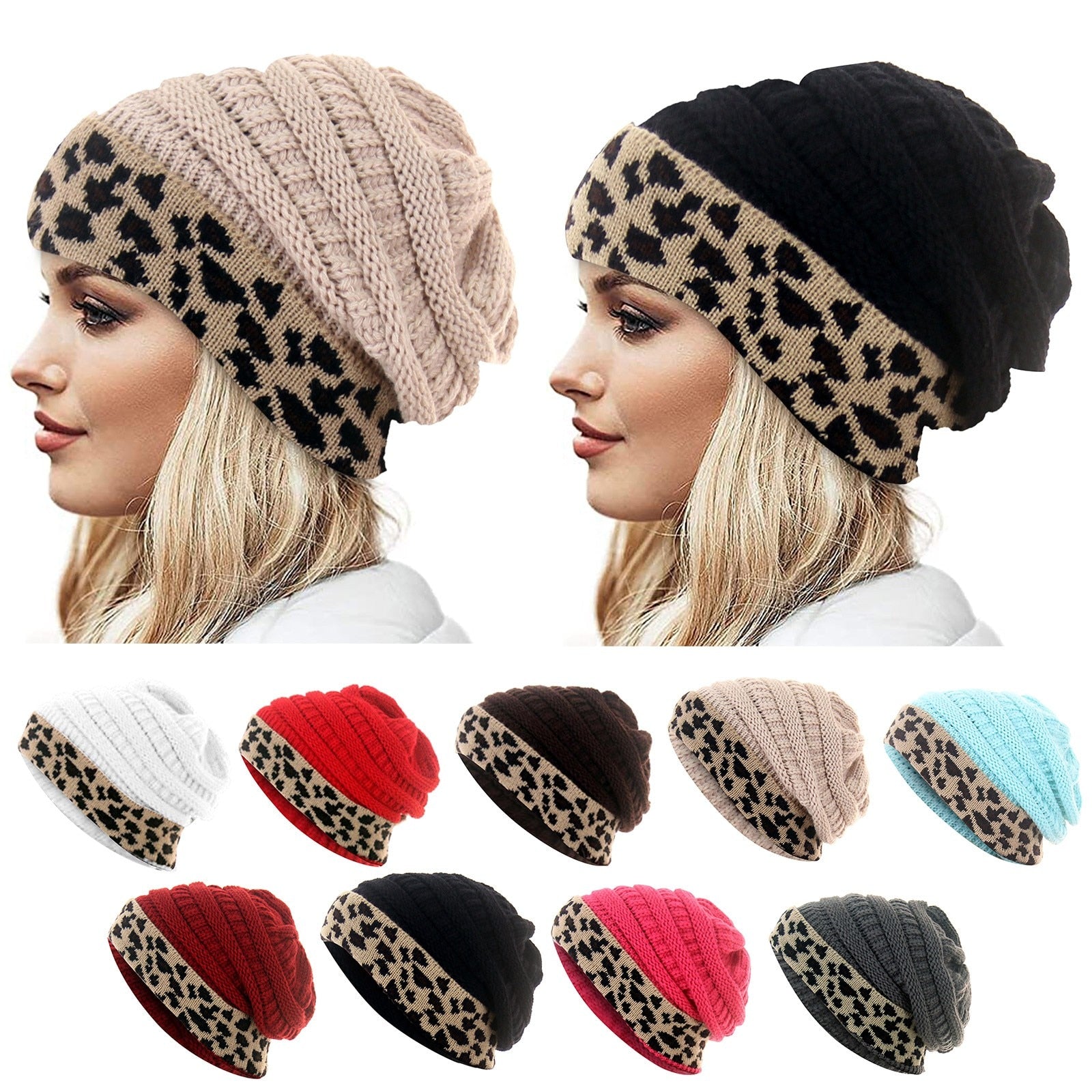Leopard Thick Fleece Winter Beanie - Fashion Damsel