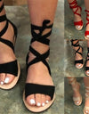 Roman Strap Lace Up Flat Sandals - Fashion Damsel