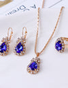 Luxury Water Drop Rhinestone Necklace Earrings Ring Set - Fashion Damsel