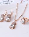 Luxury Water Drop Rhinestone Necklace Earrings Ring Set - Fashion Damsel