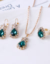 Luxury Water Drop Rhinestone Necklace Earrings Ring Set - Fashion Damsel