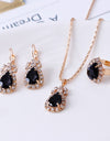 Luxury Water Drop Rhinestone Necklace Earrings Ring Set - Fashion Damsel