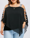 Ladder Cut Overlay Asymmetric Strapless off-shoulder Top - Fashion Damsel