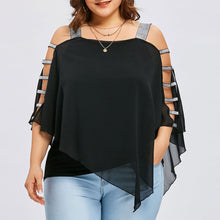 Load image into Gallery viewer, Ladder Cut Overlay Asymmetric Strapless off-shoulder Top - Fashion Damsel
