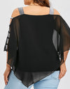Ladder Cut Overlay Asymmetric Strapless off-shoulder Top - Fashion Damsel
