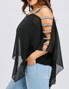 Ladder Cut Overlay Asymmetric Strapless off-shoulder Top - Fashion Damsel
