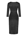 V-Neck High Split Long Sleeve Elegant Dress
