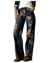 Flower Print Wide Leg Vintage Jeans