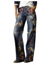 Flower Print Wide Leg Vintage Jeans