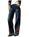 Flower Print Wide Leg Vintage Jeans