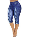 Printed Denim High Waist Yoga Pant - Fashion Damsel